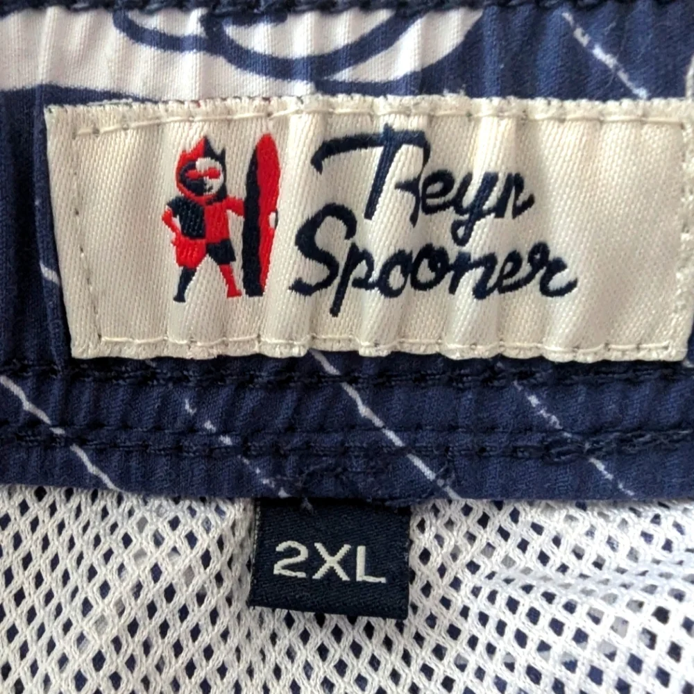 Reyn Spooner Shorts Men's 2XL Blue Swim Trunks Drawstring Floral Hawaiiain
